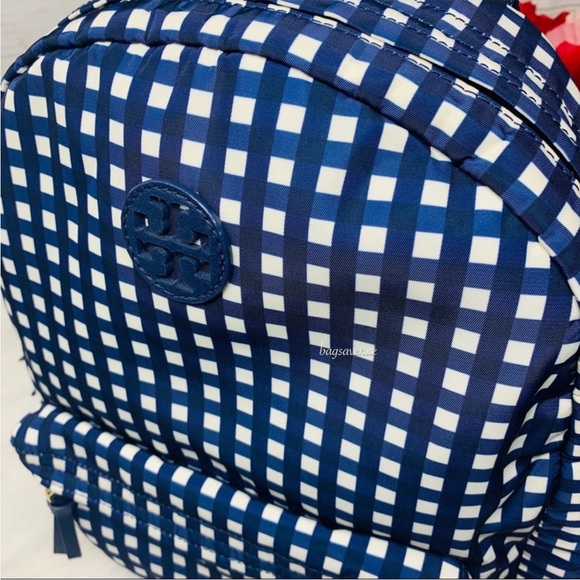 Tory Burch Navy and White Checkered Backpack - Picture 10 of 16